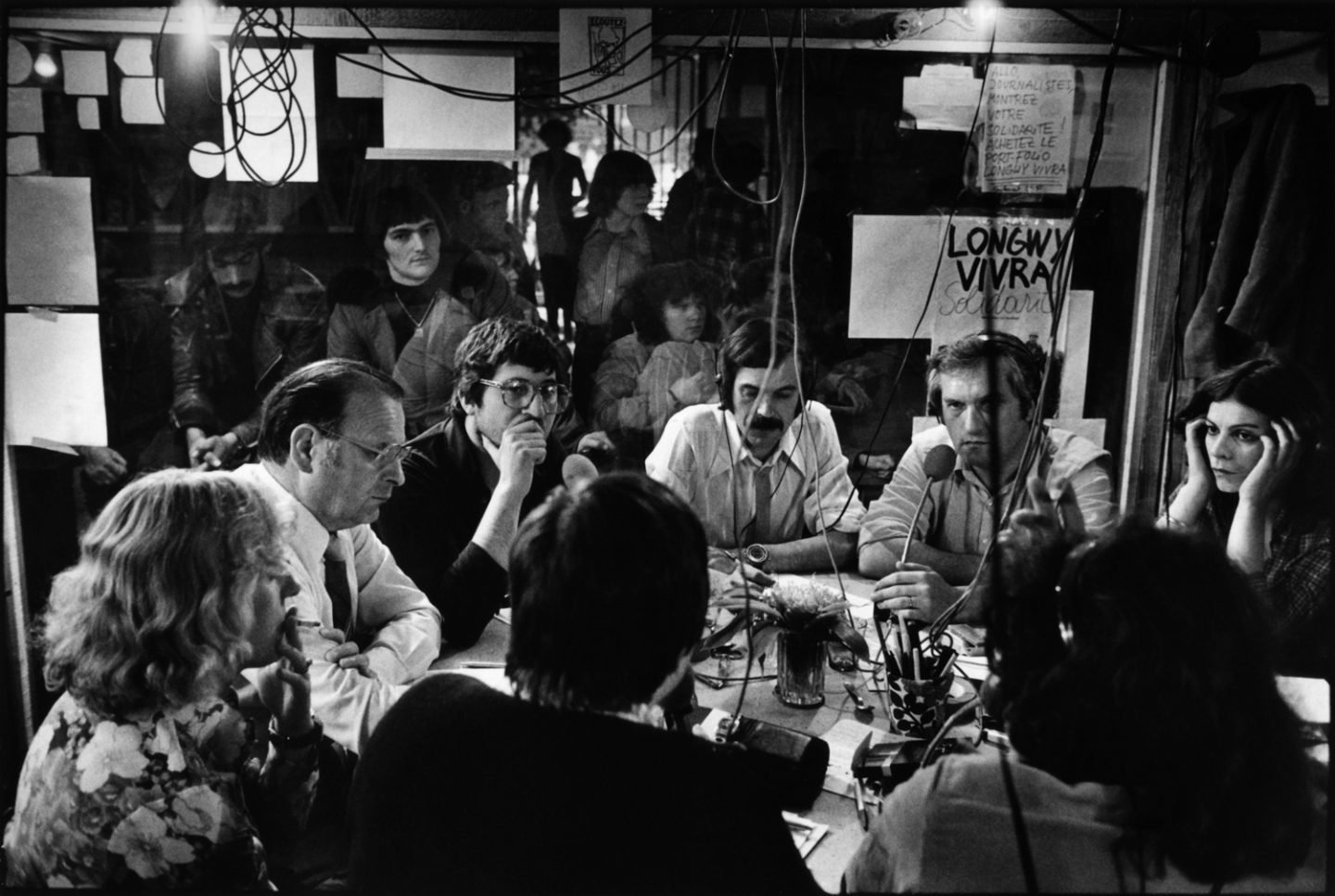 Le studio de la radio libre "Lorraine Coeur d'Acier", Longwy, 1979.